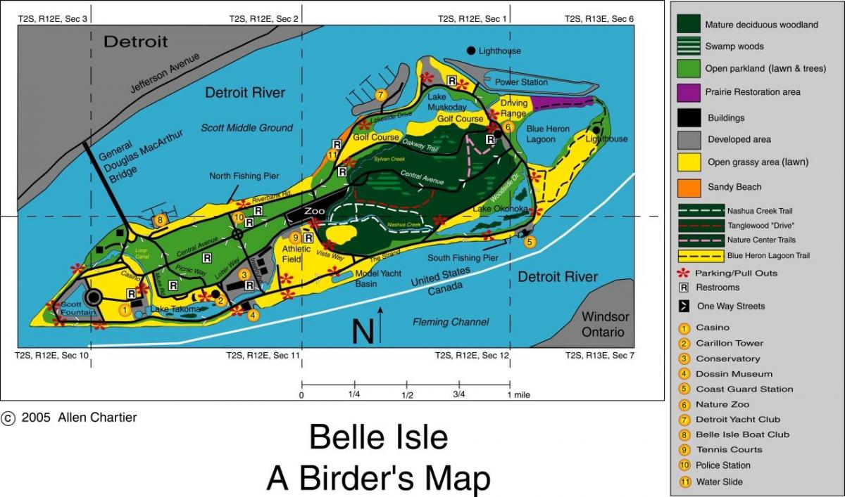 карту Бель-Айл в Детройті