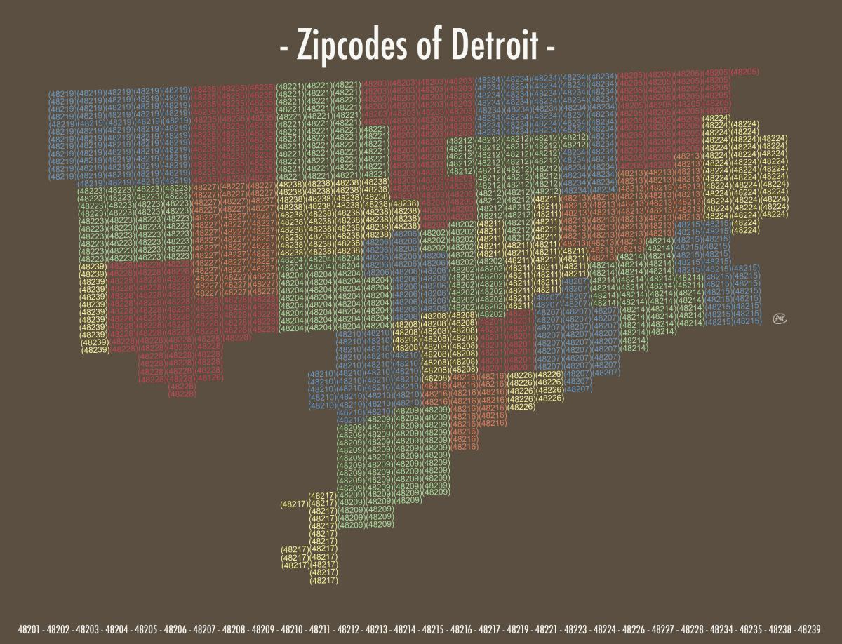 Поштовий індекс карта Детройт