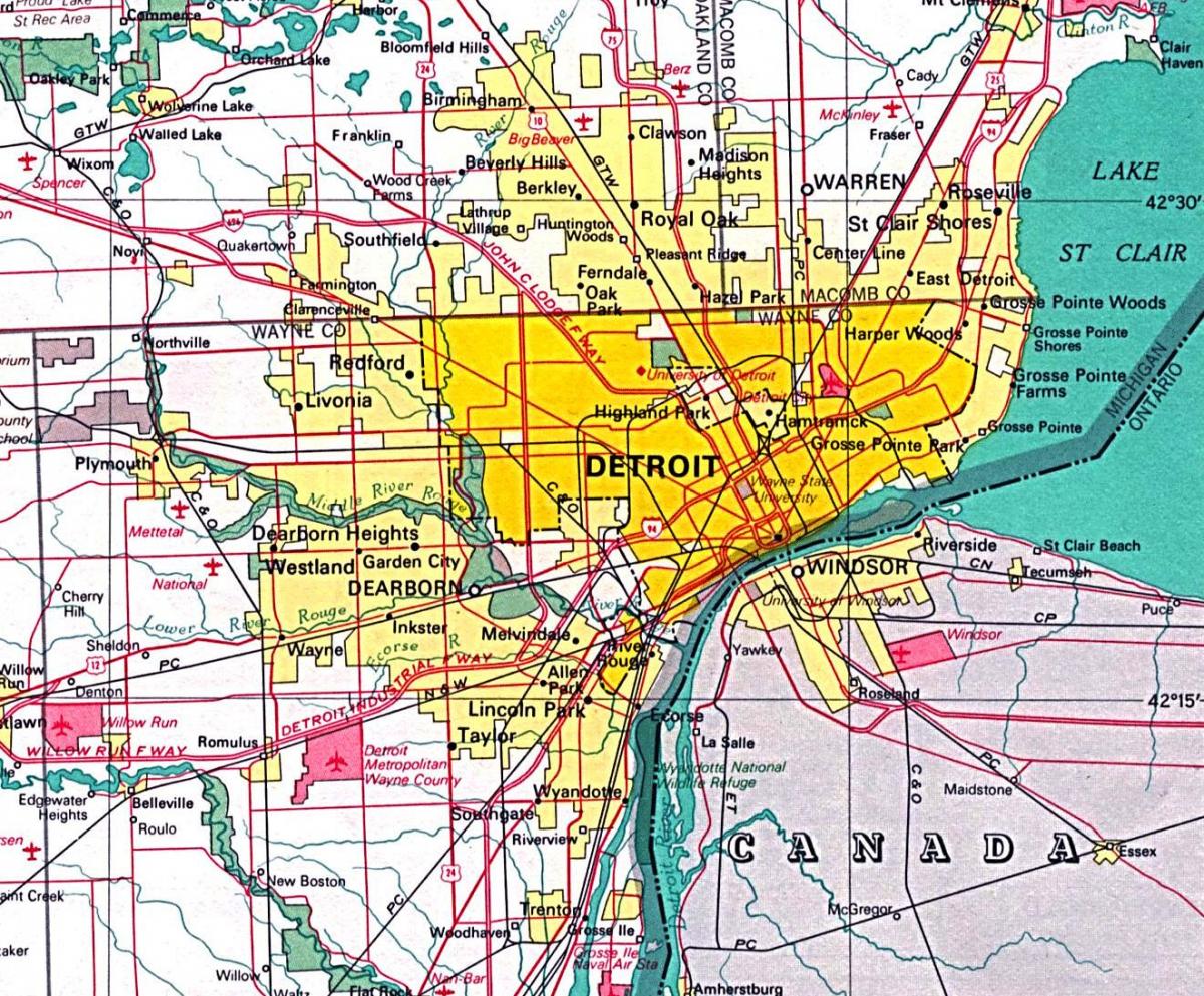 карті Детройта