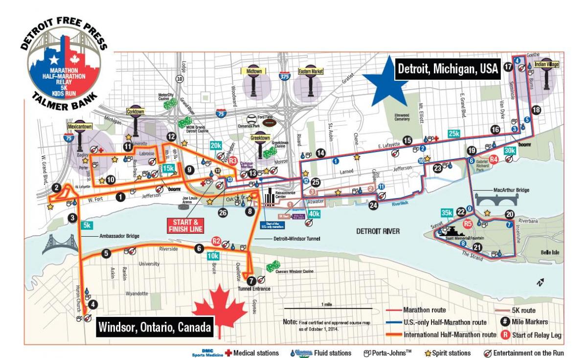 карта Детройт марафон