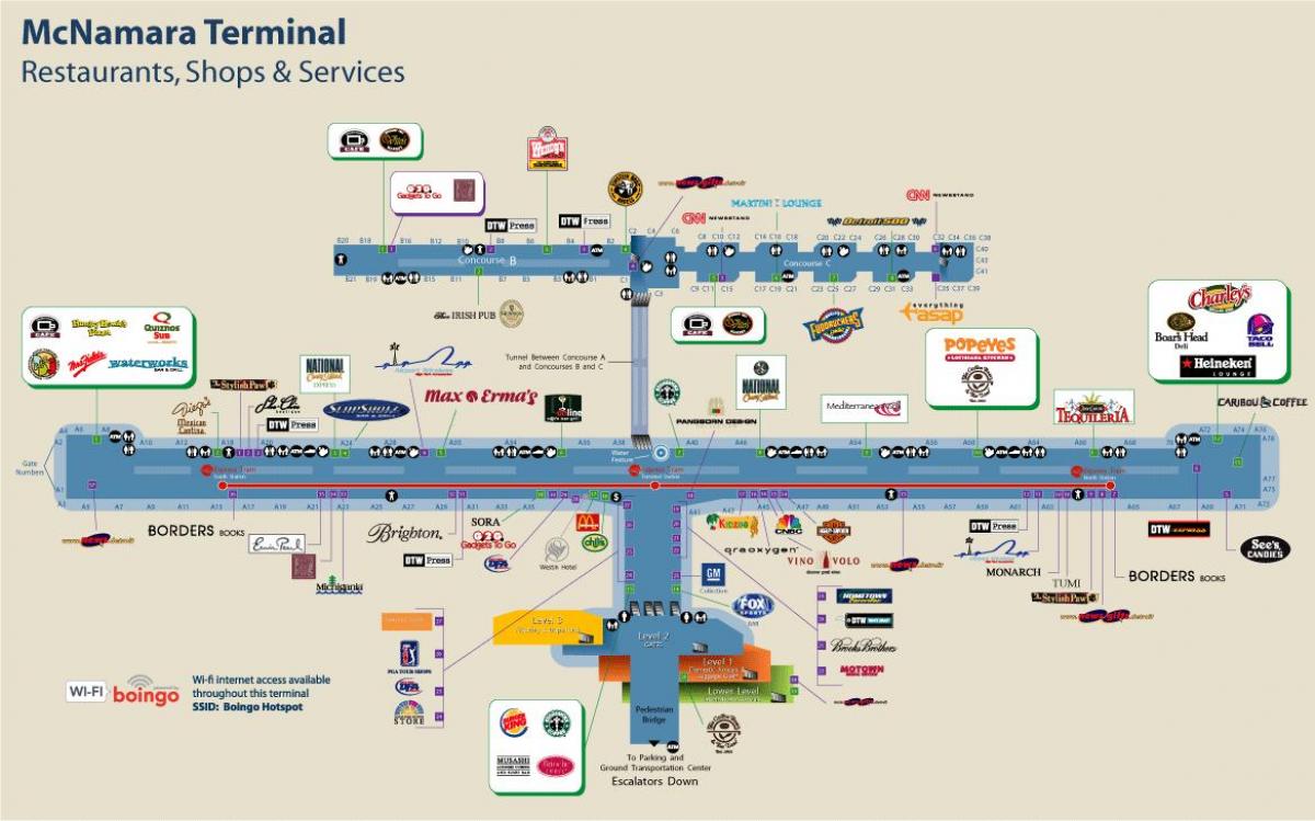 Детройт ресторані аеропорту карті