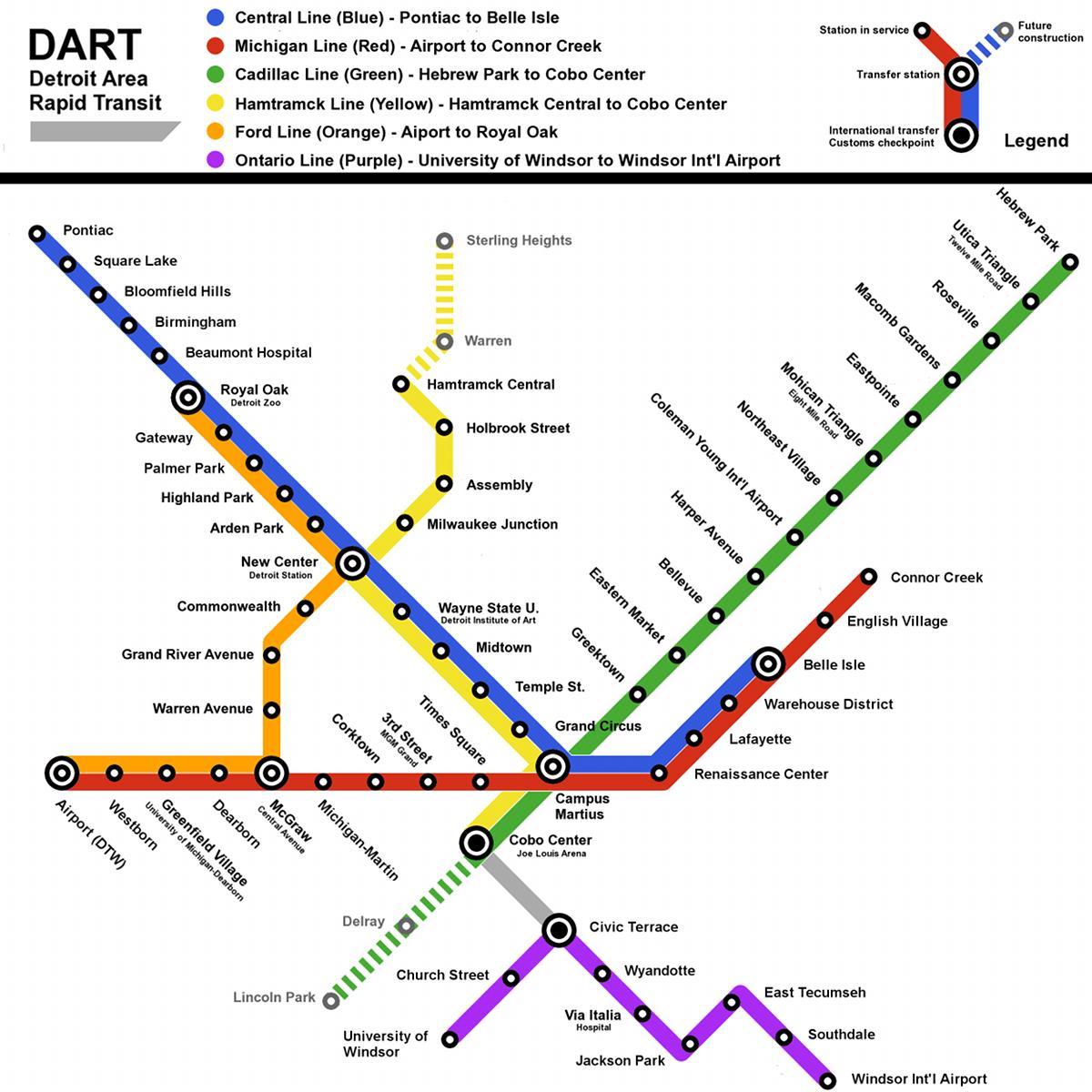 карта Детройт метро