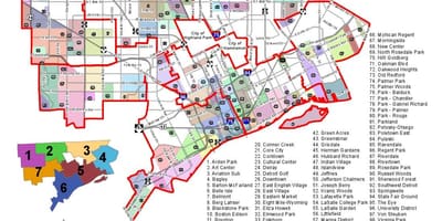 Район Детройта карті